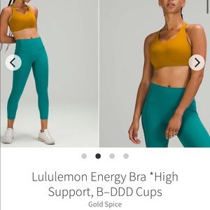Lululemon Energy Bra High Support 38 C Gold Spice